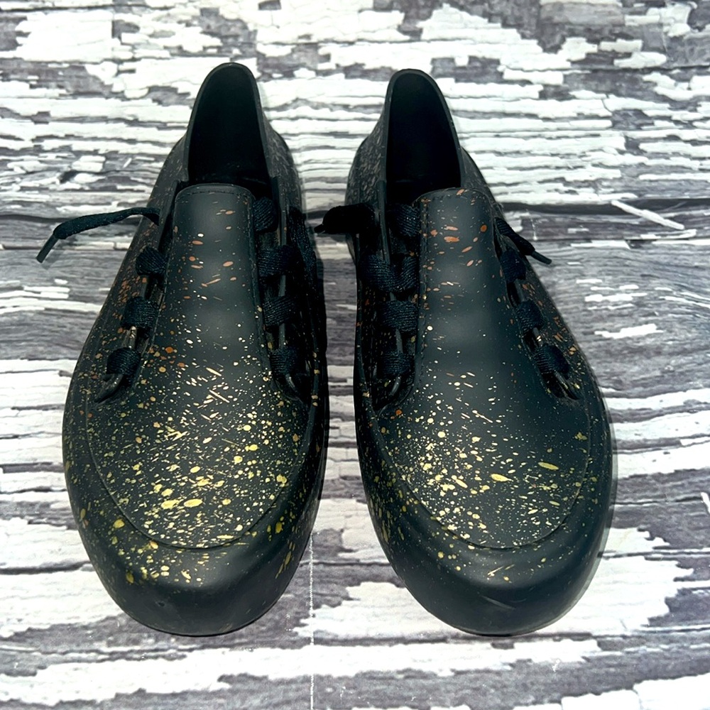 MELISSA - Black with gold/copper/silver Splatter Sneakers - Size 6 - Picture 2 of 9
